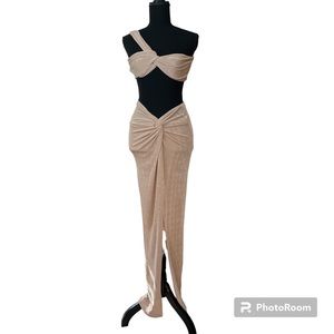 SHEIN Champagne Two-Piece Maxi Skirt Set Size M